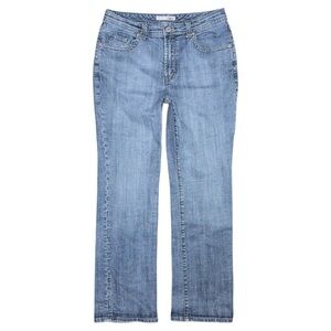 Chico’s Platinum Facet Straight Leg Jeans Sz 1 U.S. 8 Medium Wash Stretch Denim